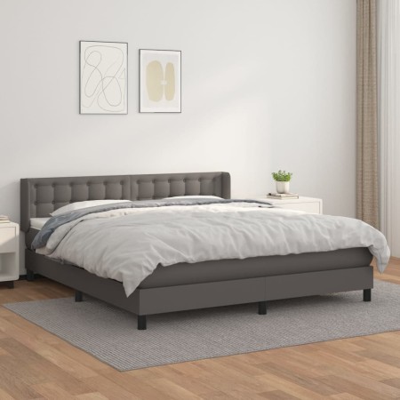 Cama box spring con colchón cuero sintético gris 160x200 cm de , Camas y somieres - Ref: Foro24-3130791, Precio: 512,13 €, De...