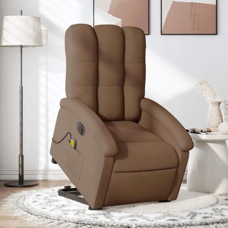 Sillón de masaje eléctrico reclinable elevable tela marrón en Sillones | Comprar online en Foru.es
