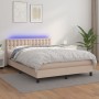 Cama box spring colchón LED cuero sintético capuchino 140x200cm de , Camas y somieres - Ref: Foro24-3134230, Precio: 445,12 €...