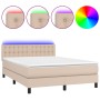 Cama box spring colchón LED cuero sintético capuchino 140x200cm de , Camas y somieres - Ref: Foro24-3134230, Precio: 445,12 €...