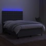 Cama box spring colchón y luces LED tela gris oscuro 140x200 cm de , Camas y somieres - Ref: Foro24-3135198, Precio: 514,36 €...