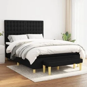 Cama box spring con colchón tela negro 140x200 cm de , Camas y somieres - Ref: Foro24-3137479, Precio: 539,42 €, Descuento: %