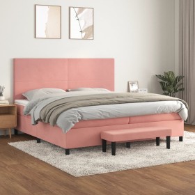 Cama box spring con colchón terciopelo rosa 200x200 cm de , Camas y somieres - Ref: Foro24-3137748, Precio: 680,07 €, Descuen...