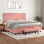 Cama box spring con colchón terciopelo rosa 200x200 cm de , Camas y somieres - Ref: Foro24-3137748, Precio: 680,07 €, Descuen...