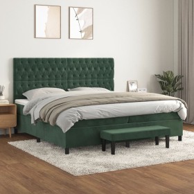 Cama box spring con colchón terciopelo verde oscuro 200x200 cm de , Camas y somieres - Ref: Foro24-3138046, Precio: 824,19 €,...