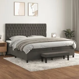 Cama box spring con colchón terciopelo gris oscuro 200x200 cm de , Camas y somieres - Ref: Foro24-3138044, Precio: 718,05 €, ...