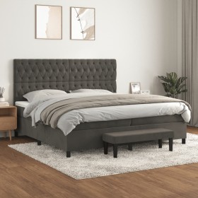 Cama box spring con colchón terciopelo gris oscuro 200x200 cm de , Camas y somieres - Ref: Foro24-3138044, Precio: 728,86 €, ...