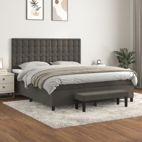 Cama box spring con colchón terciopelo gris oscuro 160x200 cm de , Camas y somieres - Ref: Foro24-3138092, Precio: 587,44 €, ...