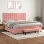 Cama box spring con colchón terciopelo rosa 200x200 cm de , Camas y somieres - Ref: Foro24-3138108, Precio: 698,92 €, Descuen...