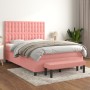 Cama box spring con colchón terciopelo rosa 140x200 cm de , Camas y somieres - Ref: Foro24-3138090, Precio: 545,76 €, Descuen...