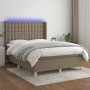 Cama box spring colchón y luces LED tela gris taupe 140x200 cm de , Camas y somieres - Ref: Foro24-3139201, Precio: 521,20 €,...