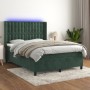 Cama box spring colchón y LED terciopelo verde oscuro 140x190cm de , Camas y somieres - Ref: Foro24-3139802, Precio: 555,51 €...