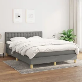 Box spring bed with dark gray fabric mattress 140x200 cm by , Beds and slatted bases - Ref: Foro24-3140938, Price: 422,08 €, ...