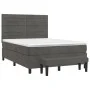 Box spring bed with dark gray velvet mattress 140x190 cm by , Beds and slatted bases - Ref: Foro24-3137900, Price: 533,49 €, ...