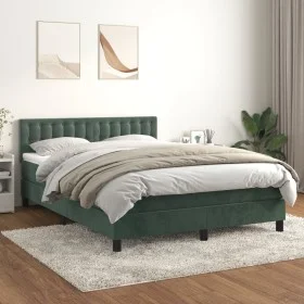 Box spring bed with dark green velvet mattress 140x190 cm by , Beds and slatted bases - Ref: Foro24-3141542, Price: 454,80 €,...