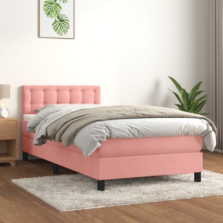 Cama box spring con colchón terciopelo rosa 80x200 cm de , Camas y somieres - Ref: Foro24-3141514, Precio: 271,10 €, Descuent...