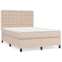 Cama box spring con colchón cuero sintético capuchino 140x200cm de , Camas y somieres - Ref: Foro24-3142850, Precio: 514,20 €...
