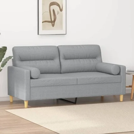 2-seater sofa with light gray fabric cushions 140 cm by , Sofas - Ref: Foro24-3200821, Price: 245,73 €, Discount: %