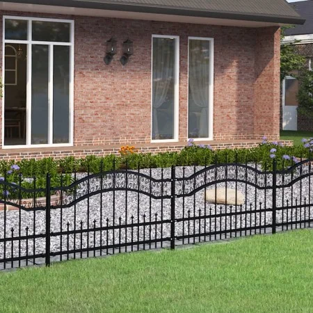 Gartenzaun mit Speerspitze aus schwarz beschichtetem Stahl, 115 cm von , Zaunpaneele - Ref: Foro24-151084, Preis: 156,91 €, R...