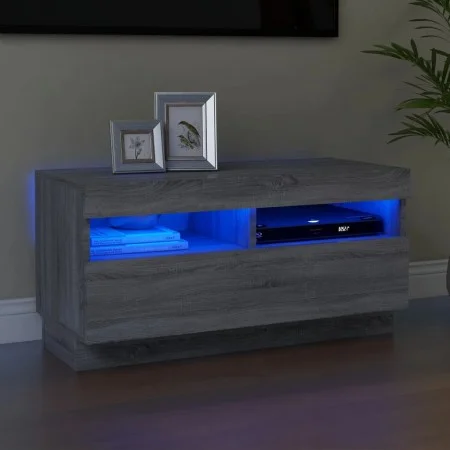 Mueble de TV con luces LED gris Sonoma 80x35x40 cm de , Muebles TV - Ref: Foro24-815724, Precio: 53,42 €, Descuento: %
