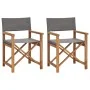 Sillas de director 2 uds madera maciza de teca gris de , Sillas de jardín - Ref: Foro24-3143629, Precio: 288,36 €, Descuento: %