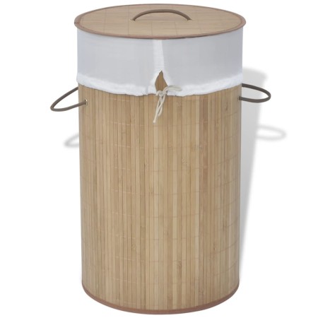 Cesto de la ropa de bambú redondo color natural de vidaXL, Cestas para ropa - Ref: Foro24-242723, Precio: 26,05 €, Descuento: %