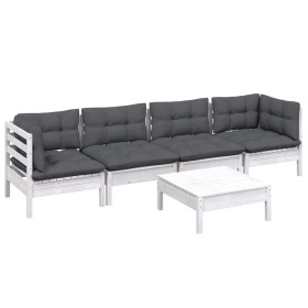 Muebles de jardín 5 pzas con cojines madera maciza de pino de , Conjuntos de jardín - Ref: Foro24-3096155, Precio: 426,27 €, ...