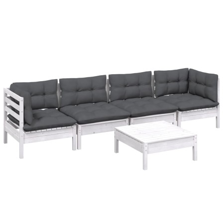 Muebles de jardín 5 pzas con cojines madera maciza de pino de , Conjuntos de jardín - Ref: Foro24-3096155, Precio: 426,27 €, ...