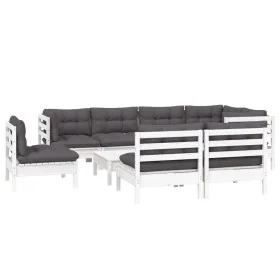 Muebles de jardín 9 pzas y cojines blanco madera maciza de pino de , Conjuntos de jardín - Ref: Foro24-3096473, Precio: 729,6...
