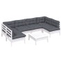 Muebles de jardín 7 pzas y cojines blanco madera maciza de pino de , Conjuntos de jardín - Ref: Foro24-3097158, Precio: 578,1...