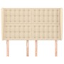 Cabecero con orejas de tela color crema 147x23x118/128 cm de , Cabeceros y pies de cama - Ref: Foro24-3118393, Precio: 141,36...