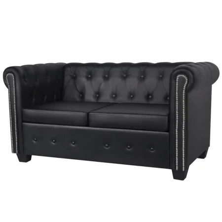 Sofá Chesterfield de 2 plazas cuero sintético negro de vidaXL, Sofás - Ref: Foro24-242369, Precio: 428,19 €, Descuento: %