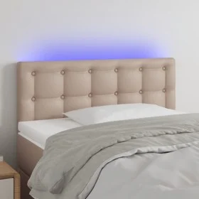 Cabecero con LED cuero sintético color capuchino 90x5x78/88 cm de , Cabeceros y pies de cama - Ref: Foro24-3121695, Precio: 4...