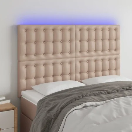 Cabecero luces LED cuero sintético capuchino 144x5x118/128cm de , Cabeceros y pies de cama - Ref: Foro24-3122519, Precio: 127...