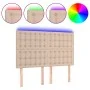 Cabecero luces LED cuero sintético capuchino 144x5x118/128cm de , Cabeceros y pies de cama - Ref: Foro24-3122519, Precio: 127...