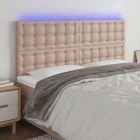 Cabecero luces LED cuero sintético capuchino 160x5x118/128cm de , Cabeceros y pies de cama - Ref: Foro24-3122525, Precio: 121...