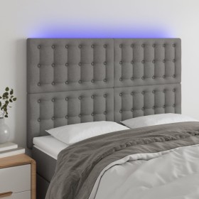 Cabecero con luces LED tela gris oscuro 144x5x118/128 cm de , Cabeceros y pies de cama - Ref: Foro24-3122857, Precio: 129,30 ...