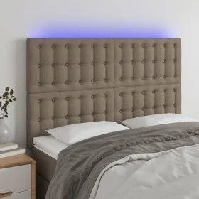 Headboard with LED lights taupe gray fabric 144x5x118/128 cm by , Headboards and footboards - Ref: Foro24-3122860, Price: 112...