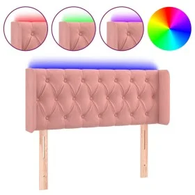 Pink velvet headboard with LED 103x16x78/88 cm by , Headboards and footboards - Ref: Foro24-3123619, Price: 77,22 €, Discount: %