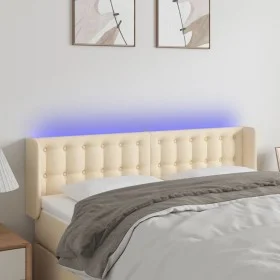 Kopfteil aus cremefarbenem Stoff mit LED 147x16x78/88 cm von , Kopf- und Fußteile - Ref: Foro24-3123673, Preis: 67,60 €, Raba...