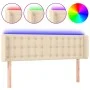 Cream fabric headboard with LED 147x16x78/88 cm by , Headboards and footboards - Ref: Foro24-3123673, Price: 67,60 €, Discoun...