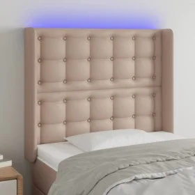 Cabecero con LED cuero sintético capuchino 83x16x118/128 cm de , Cabeceros y pies de cama - Ref: Foro24-3124125, Precio: 82,9...