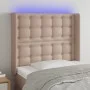 Cabecero con LED cuero sintético capuchino 83x16x118/128 cm de , Cabeceros y pies de cama - Ref: Foro24-3124125, Precio: 82,9...