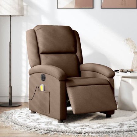 Sillón reclinable de masaje eléctrico tela marrón en Sillones | Comprar online en Foru.es