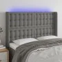 Cabecero con LED de tela gris oscuro 147x16x118/128 cm de , Cabeceros y pies de cama - Ref: Foro24-3124481, Precio: 135,54 €,...