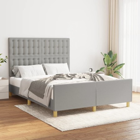 Estructura de cama con cabecero de tela gris claro 140x200 cm de , Camas y somieres - Ref: Foro24-3125381, Precio: 233,36 €, ...