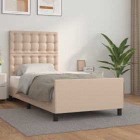 Estructura de cama cabecero cuero sintético capuchino 80x200cm de , Camas y somieres - Ref: Foro24-3125542, Precio: 141,69 €,...