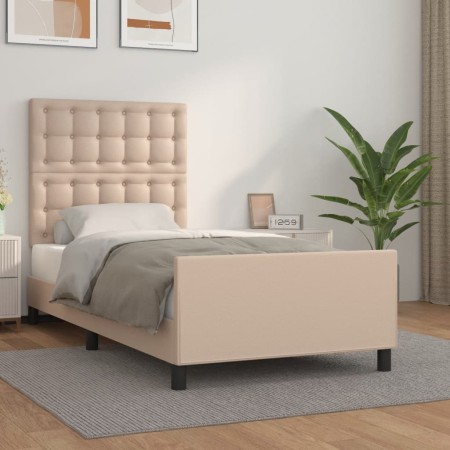 Estructura de cama cabecero cuero sintético capuchino 80x200cm de , Camas y somieres - Ref: Foro24-3125542, Precio: 141,69 €,...