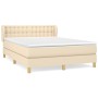 Cama box spring con colchón tela color crema 140x200 cm de , Camas y somieres - Ref: Foro24-3127130, Precio: 470,79 €, Descue...