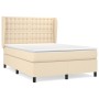 Cama box spring con colchón tela color crema 140x190 cm de , Camas y somieres - Ref: Foro24-3128282, Precio: 509,49 €, Descue...
